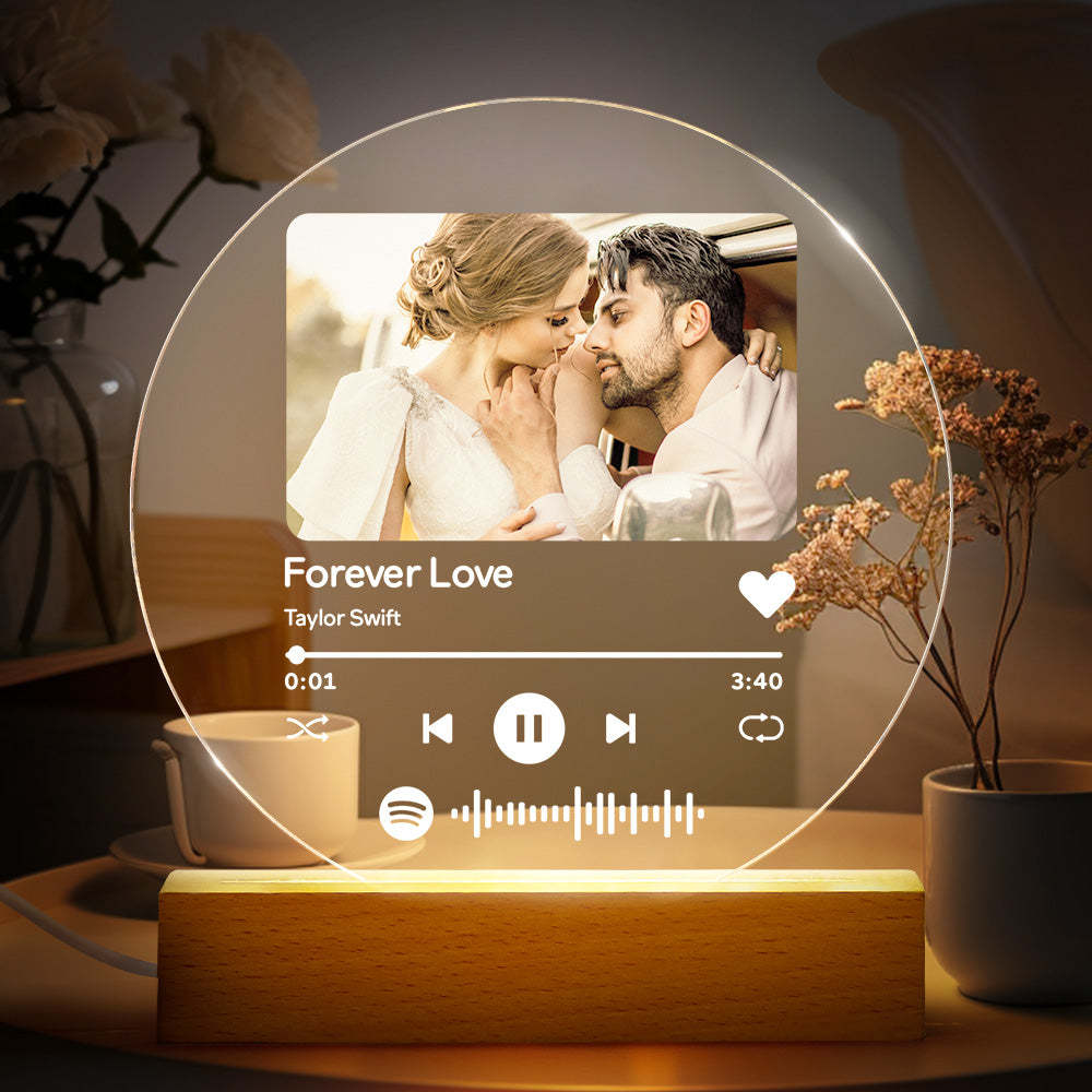Custom Spotify Code Round Night Light Personalized Photo Lamp