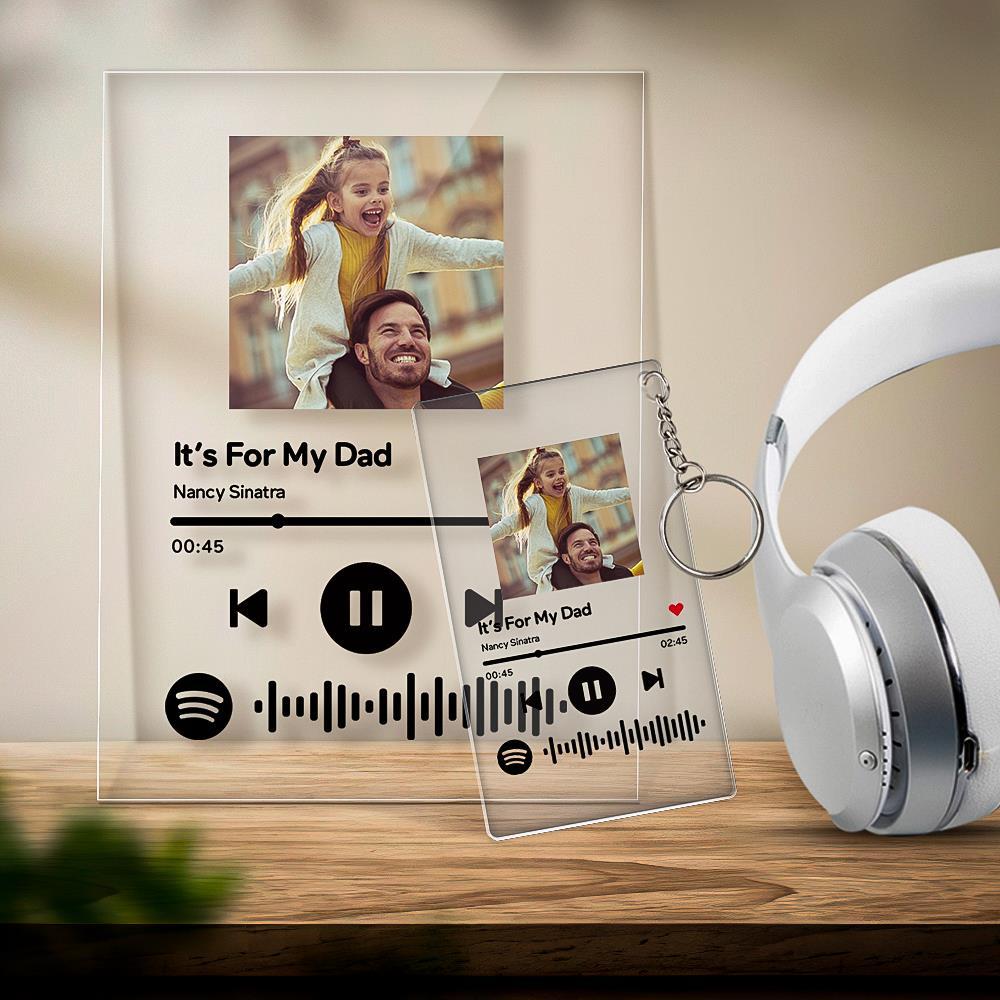 Custom Scannable Spotify Code Music Acrylic Glass Plaque For Dad