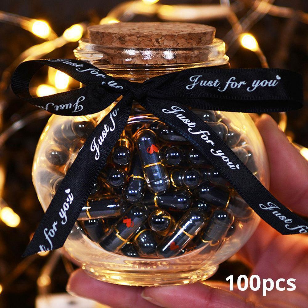 100 Pcs DIY Message in a Bottle Capsule Letter Black