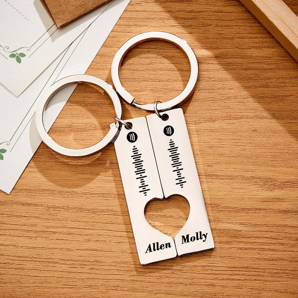 Scannable Custom Spotify Code Personalized Name Keyring 2pcs a Set For Valentine's Day Gift