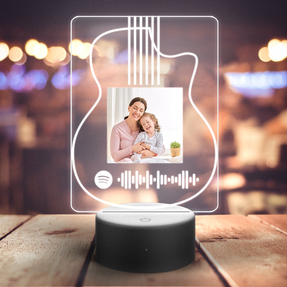 Custom Spotify Night Light with 7 Colors Personalized Night Light Guitar-Gift For Mom
