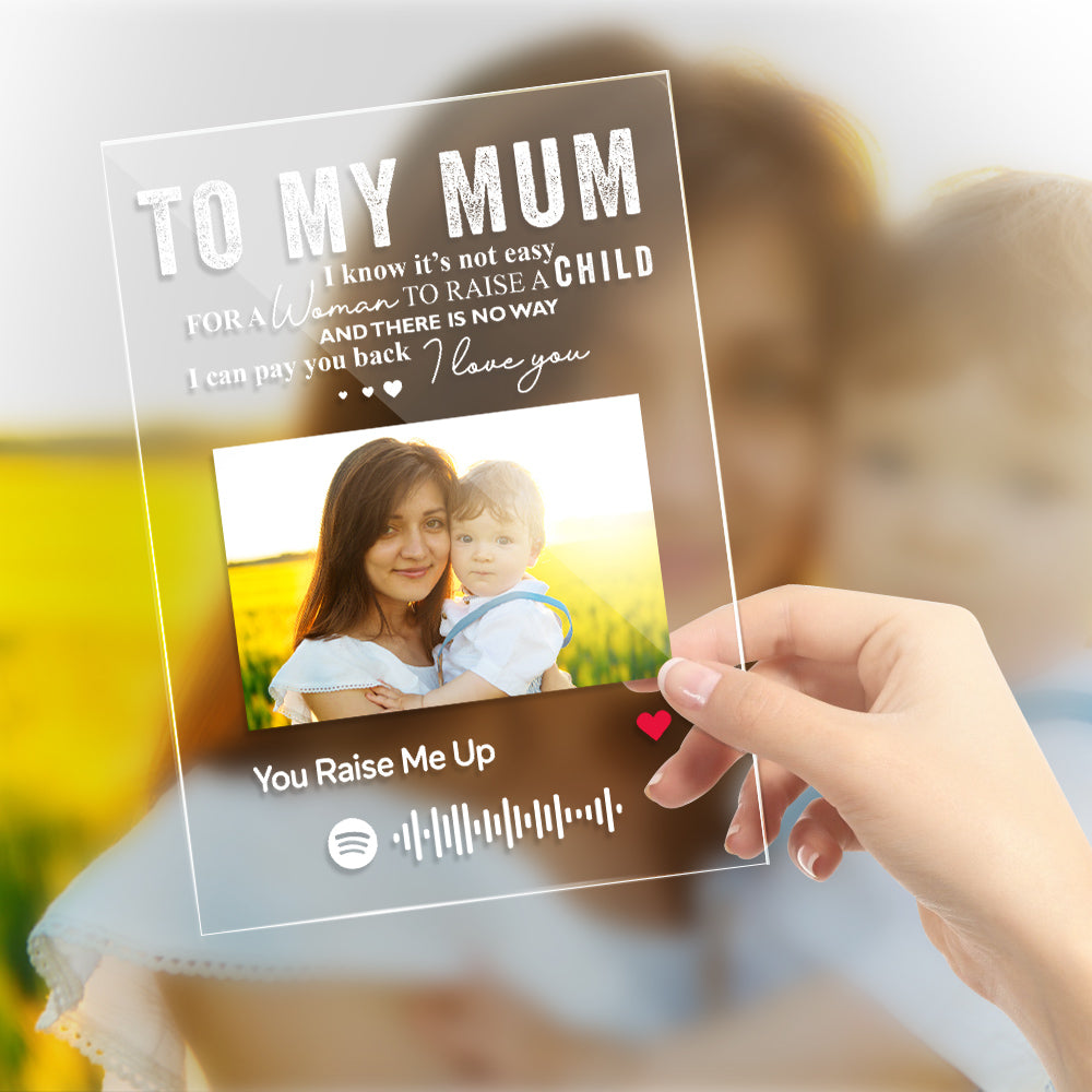 Gift For Mum Custom Spotify Photo Glass Plaque/Keychain/Night Light