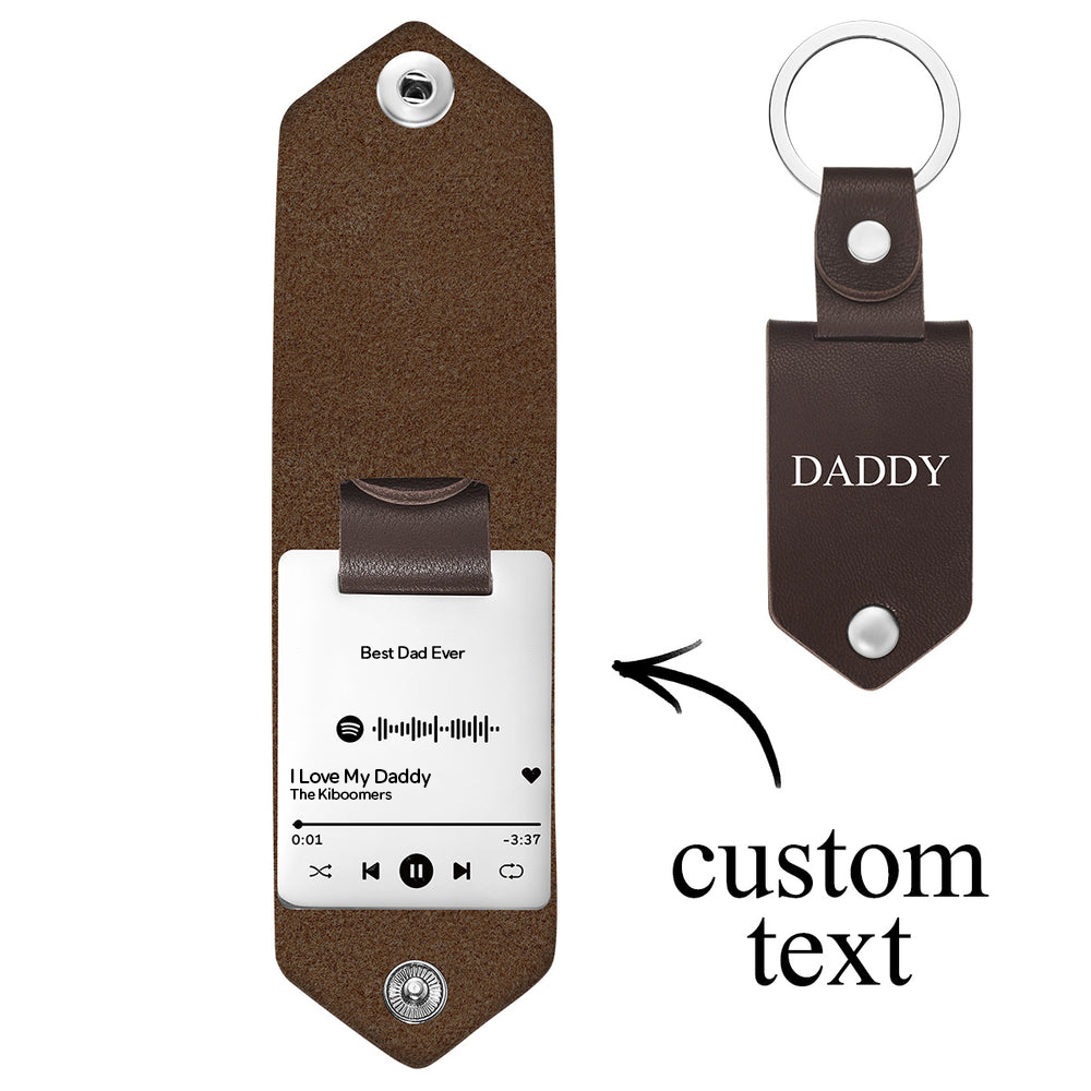 Scannable Spotify Code Keychain Custom Engraved Music Song Keychains Leather Gifts for Couple