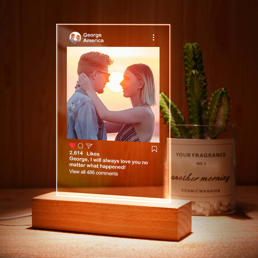 Gifts for Her Custom Instagram Homepage Glass Night Light