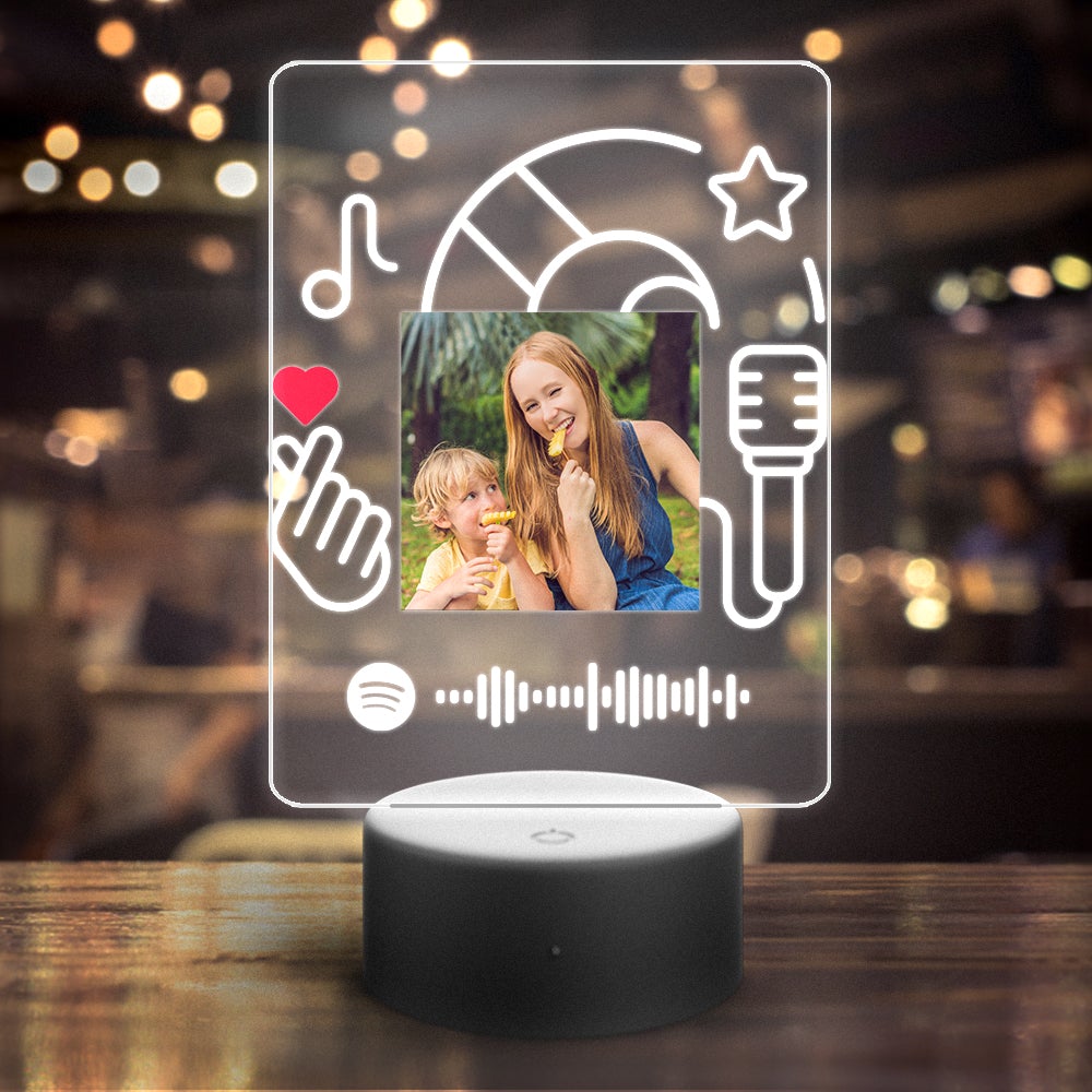 Custom Spotify Night Light with 7 Colors Personalized Night Light  Finger Heart-Gift For Mom