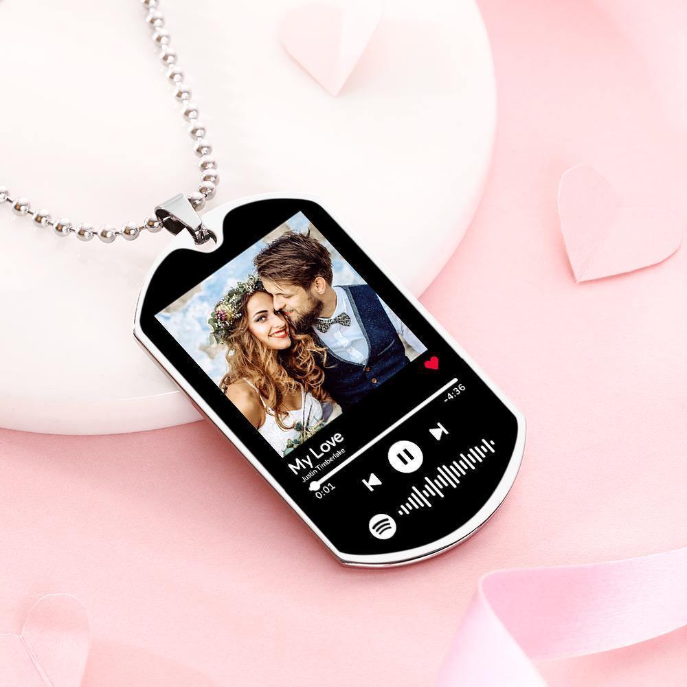 Personalized Music Spotify Code Stainless Steel Photo Necklace