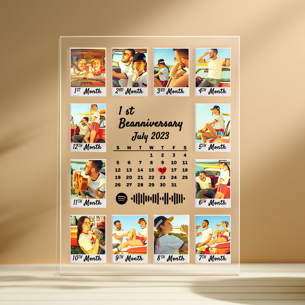 Custom Spotify Code Calendar Plaque Custom Photo Acrylic Plaque Anniversary Gift