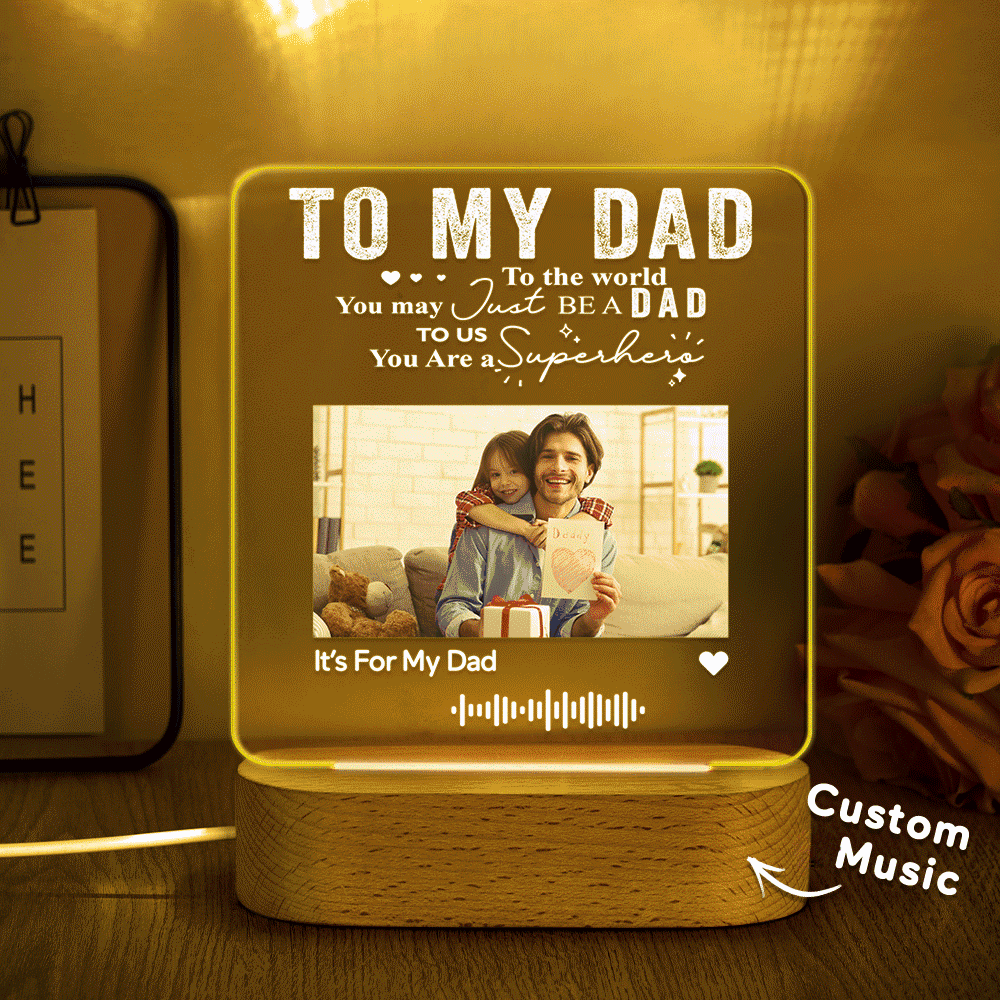 To My Dad - Custom Music Glass 7 Colors Night Light Music LED Lamp Gift for Father