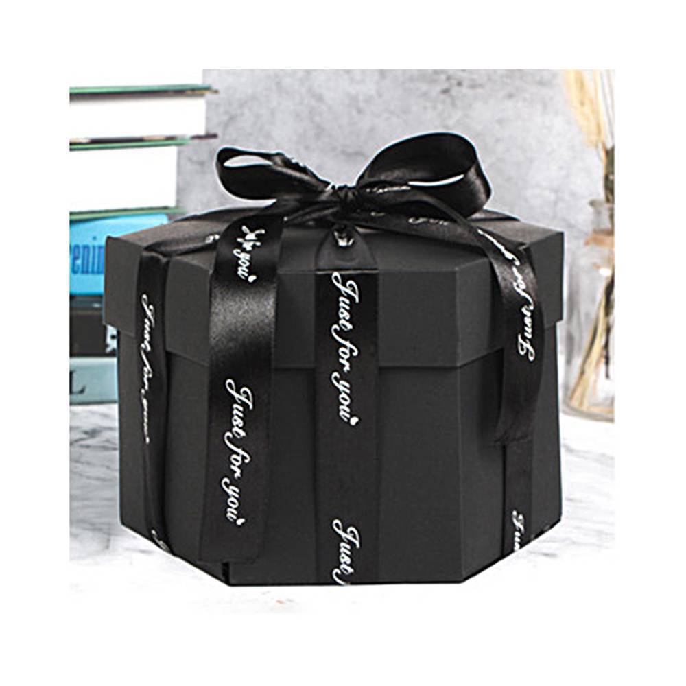 Valentine's Day Box Diy Photo Box Hexagon Multi-layer Explosion Box - Black