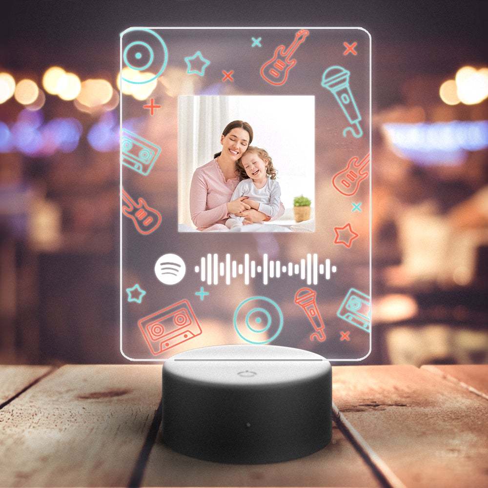 Custom Spotify Night Light with 7 Colors Personalized Night Light Mic Gift For Mom