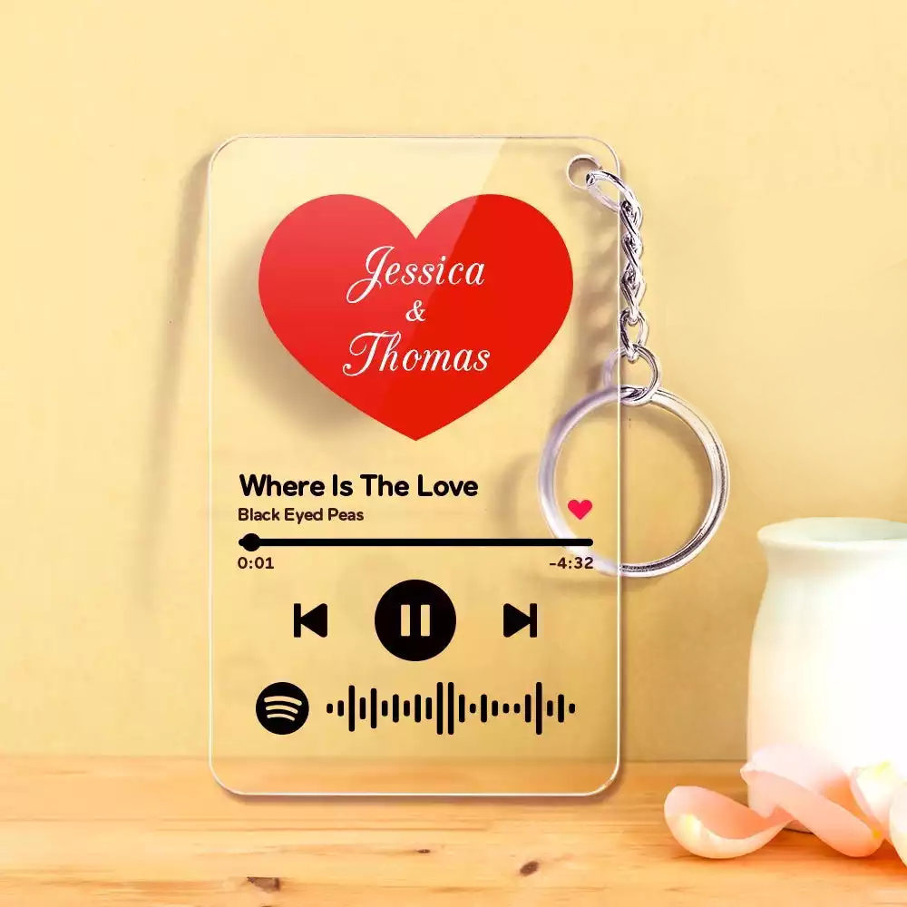 Custom Spotify Glass Keychain Engraved Spotify Code Keychain