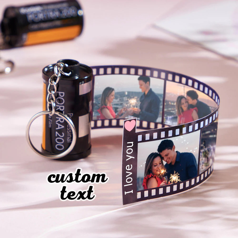 Custom Text Camera Roll Keychain Personalized Picture Film Roll Keychain