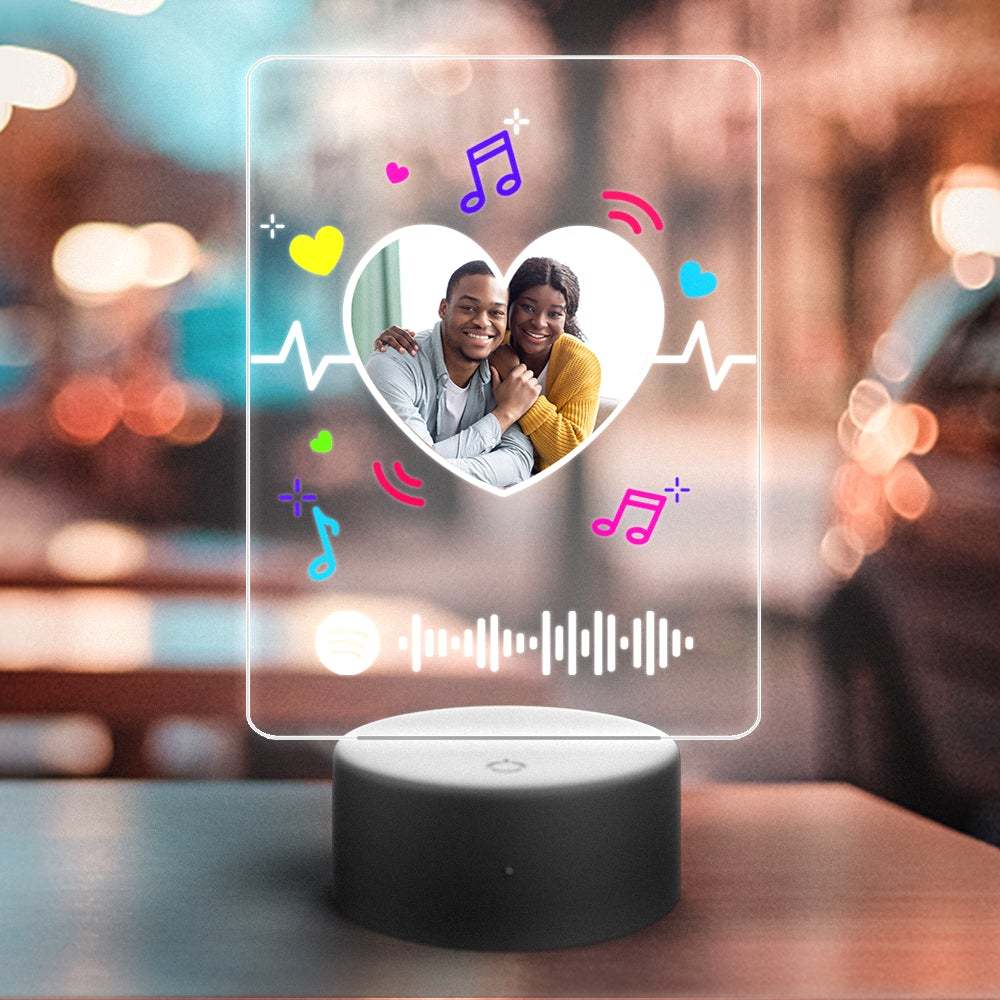 Custom Spotify Night Light with 7 Colors Personalized Night Light Heart-Gift For Her