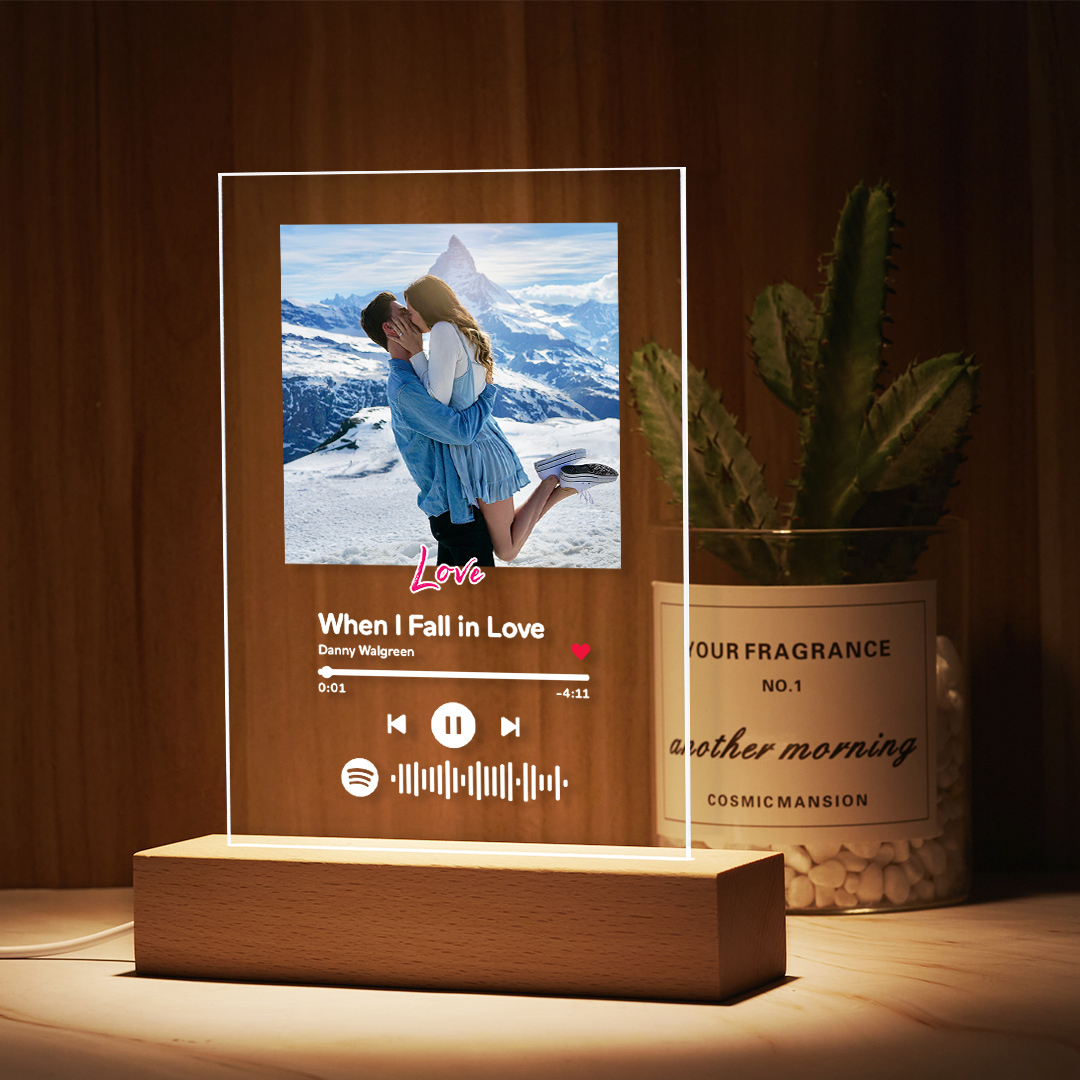 Gift For Her Custom Spotify Code Acrylic Plaque/Night Light/Keychain