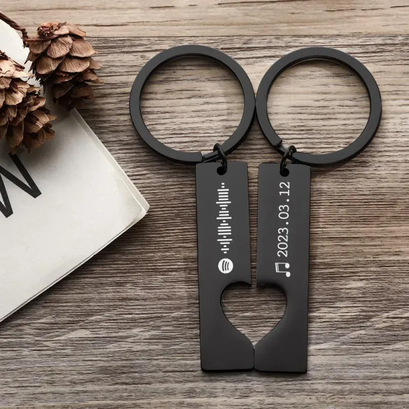 Christmas Gift For Her 2 Personalized Spotify Code Keychain | Heart Cut Out Keychain For Her