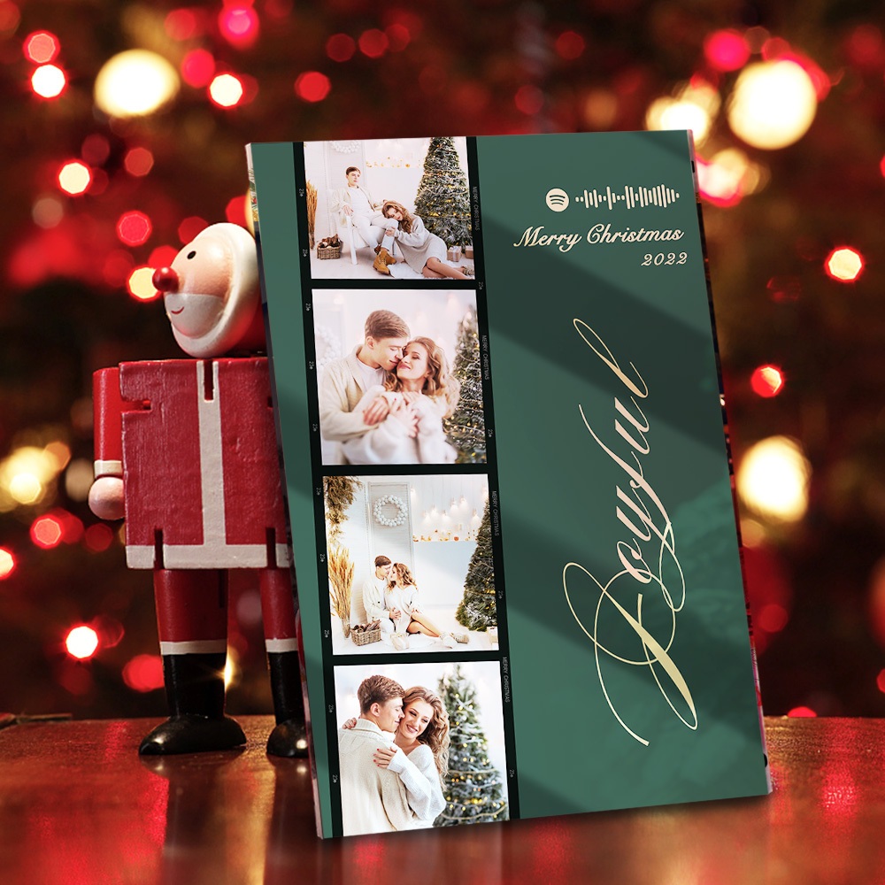 Christmas Gift Custom Spotify Glass Code Filmstrip Plaque/Keychain Four Colors Available