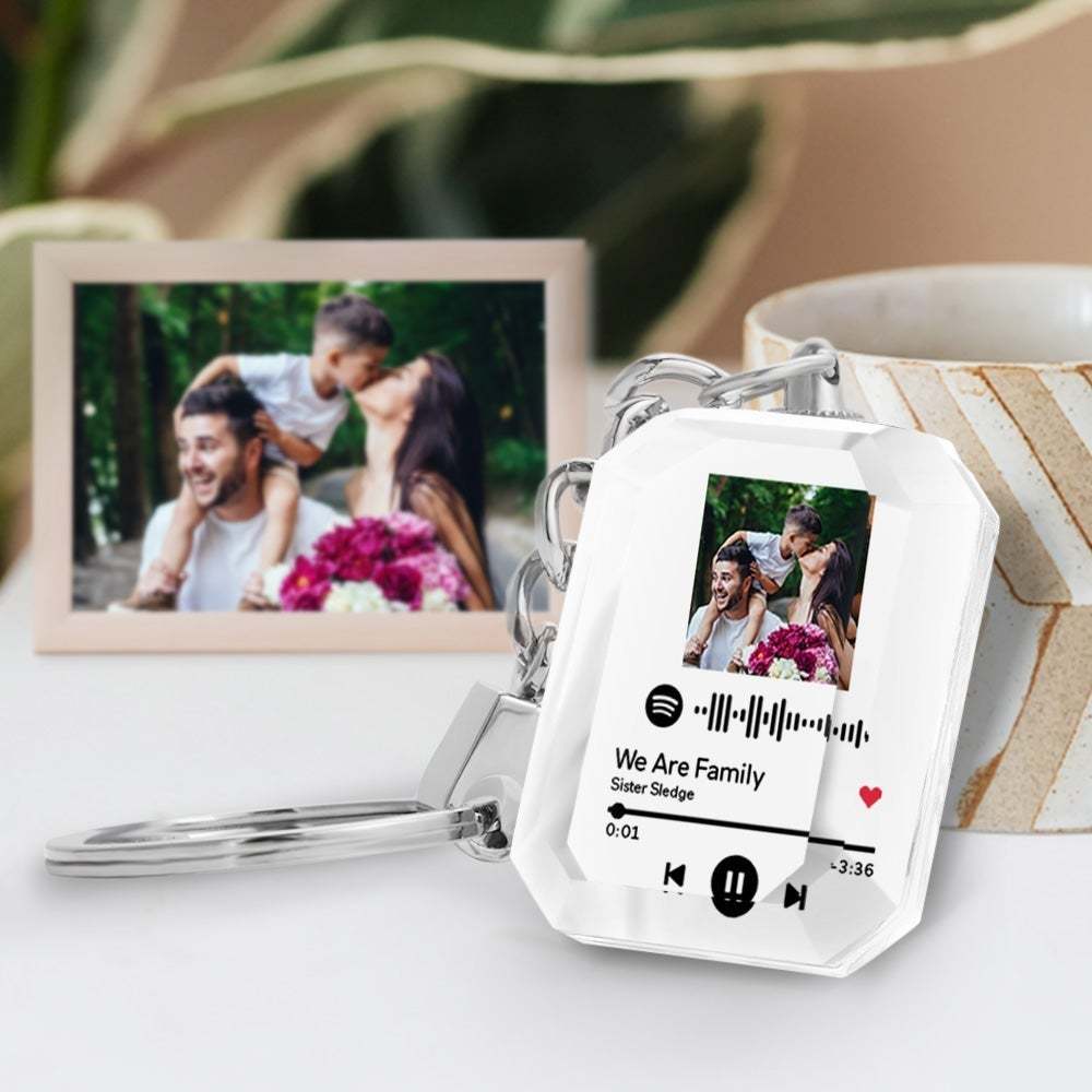 Custom Spotify Code Crystal Keychain Photo Keychain Gifts For Family