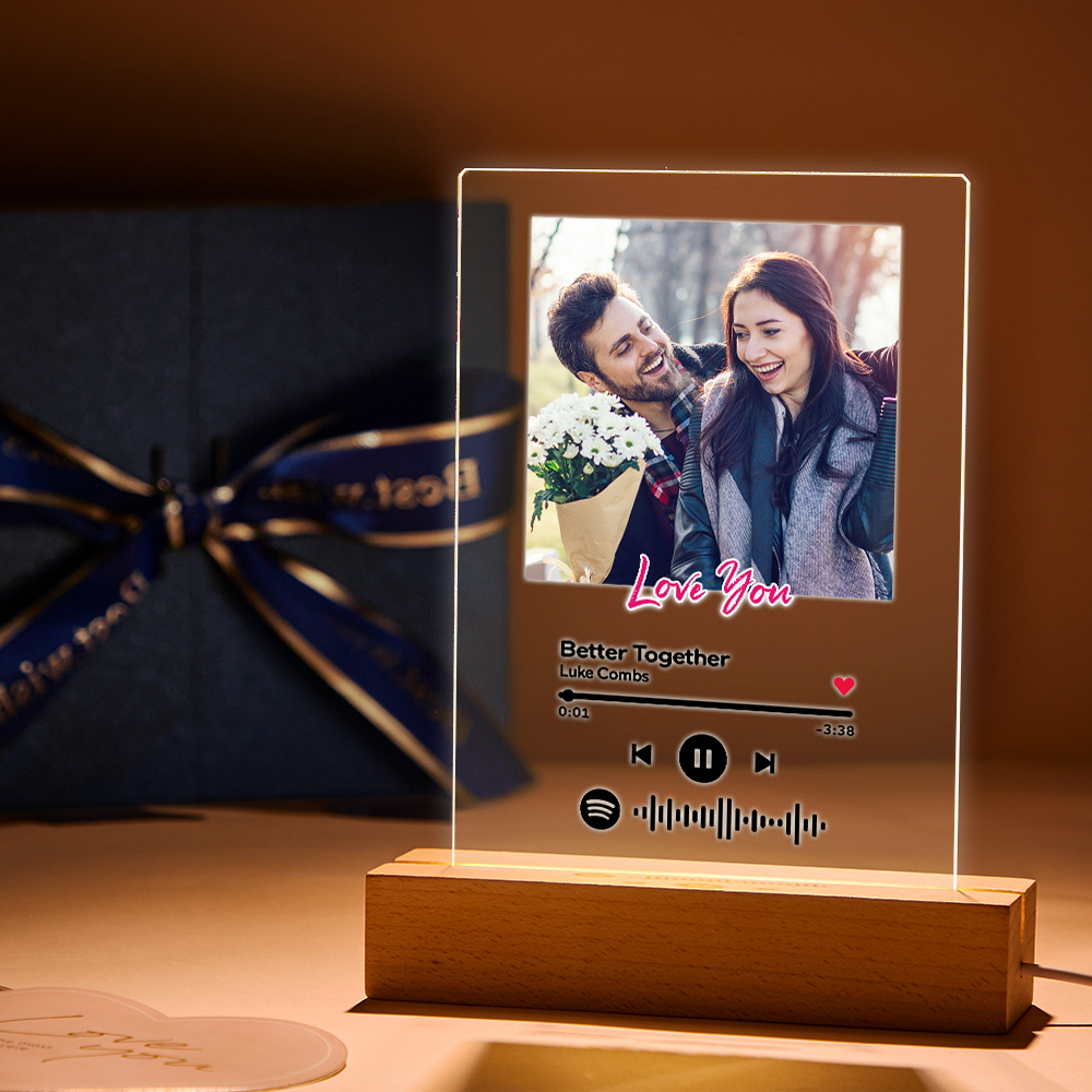 Custom Spotify Glass Code Night Light/Keychain/Plaque Gift For Her