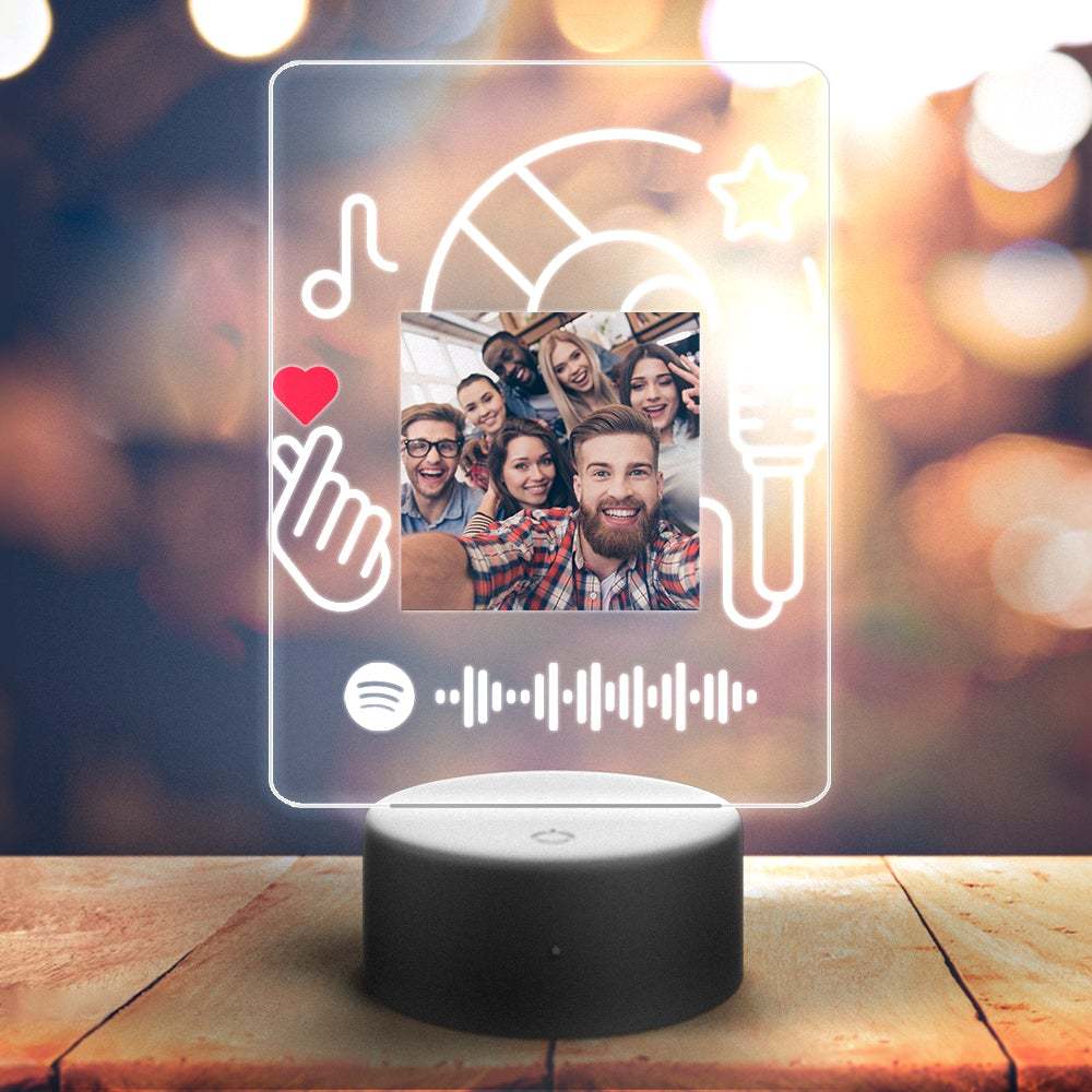 Custom Spotify Night Light with 7 Colors Personalized Night Light Finger Heart--Gift For Friends