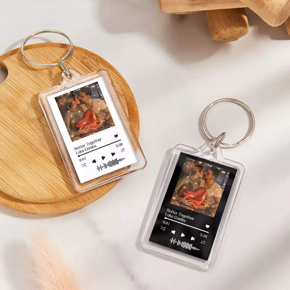 Gift For Lover Custom Music Glass Code Keychain 14 Colors Available