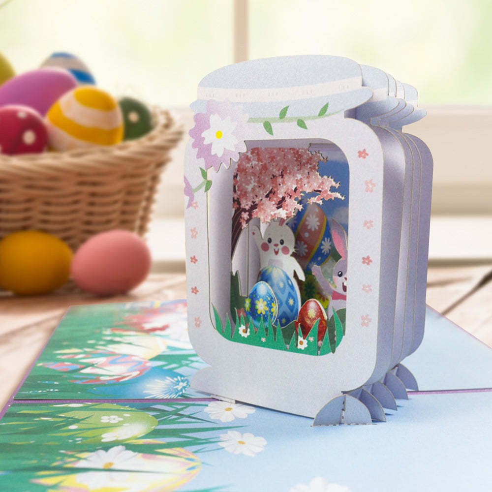Easter Card Bottle Bunny Egg 3D Pop Up Greeting Card