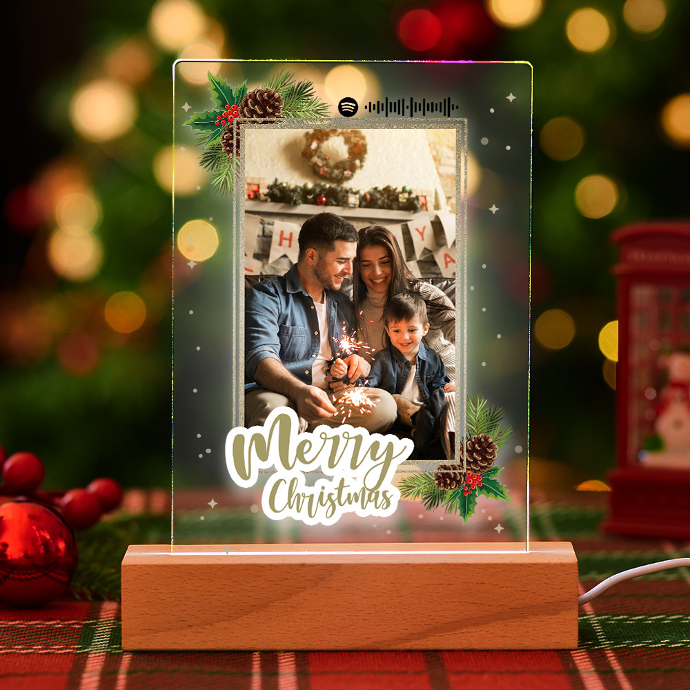 Christmas Gifts Custom Spotify Glass Code Night Light/Plaque/Keychain For Family