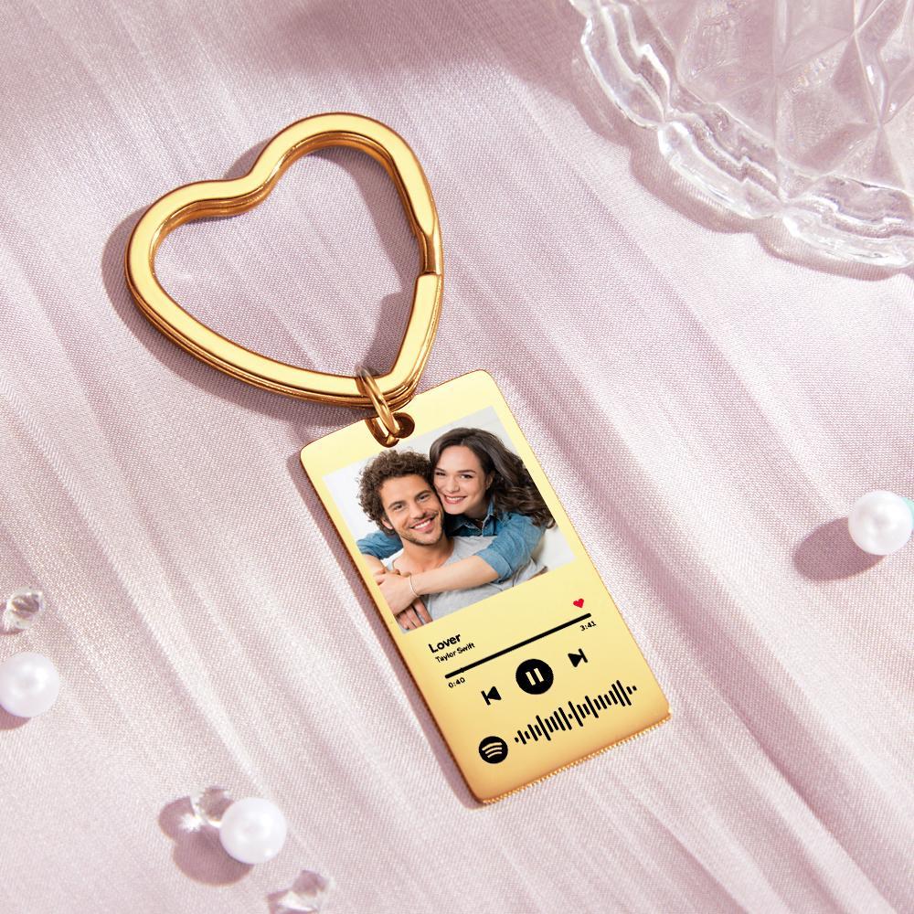 Custom Spotify Keychain Custom Photo Keychain Heart Ring Custom Gifts