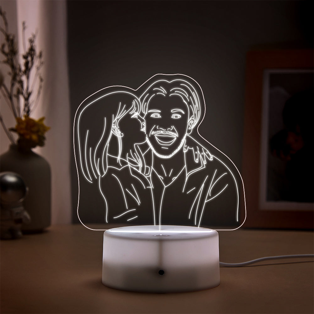 Custom Photo Lamp LED light Engraved Portrait Father??s Day Gift