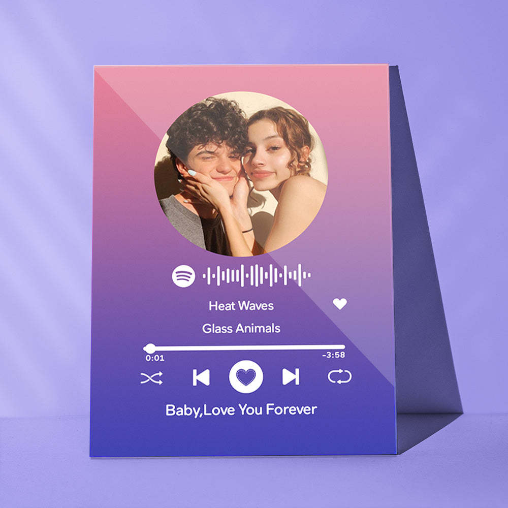 Custom Gradient Color Spotify Plaque Acrylic Music Keychain For Her