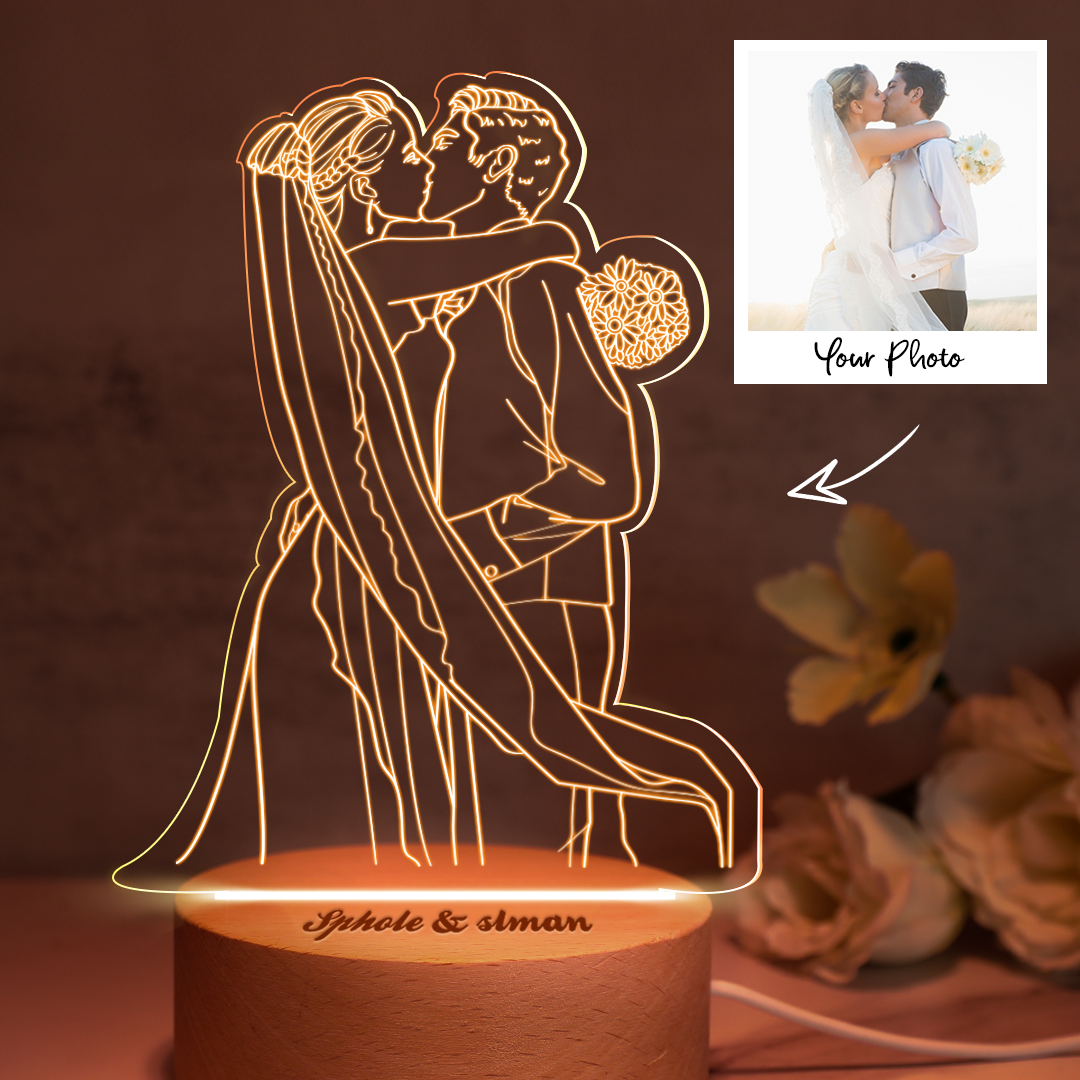 Gifts for Her Custom 3D Photo Lamp Personalized Night Light with Engraved