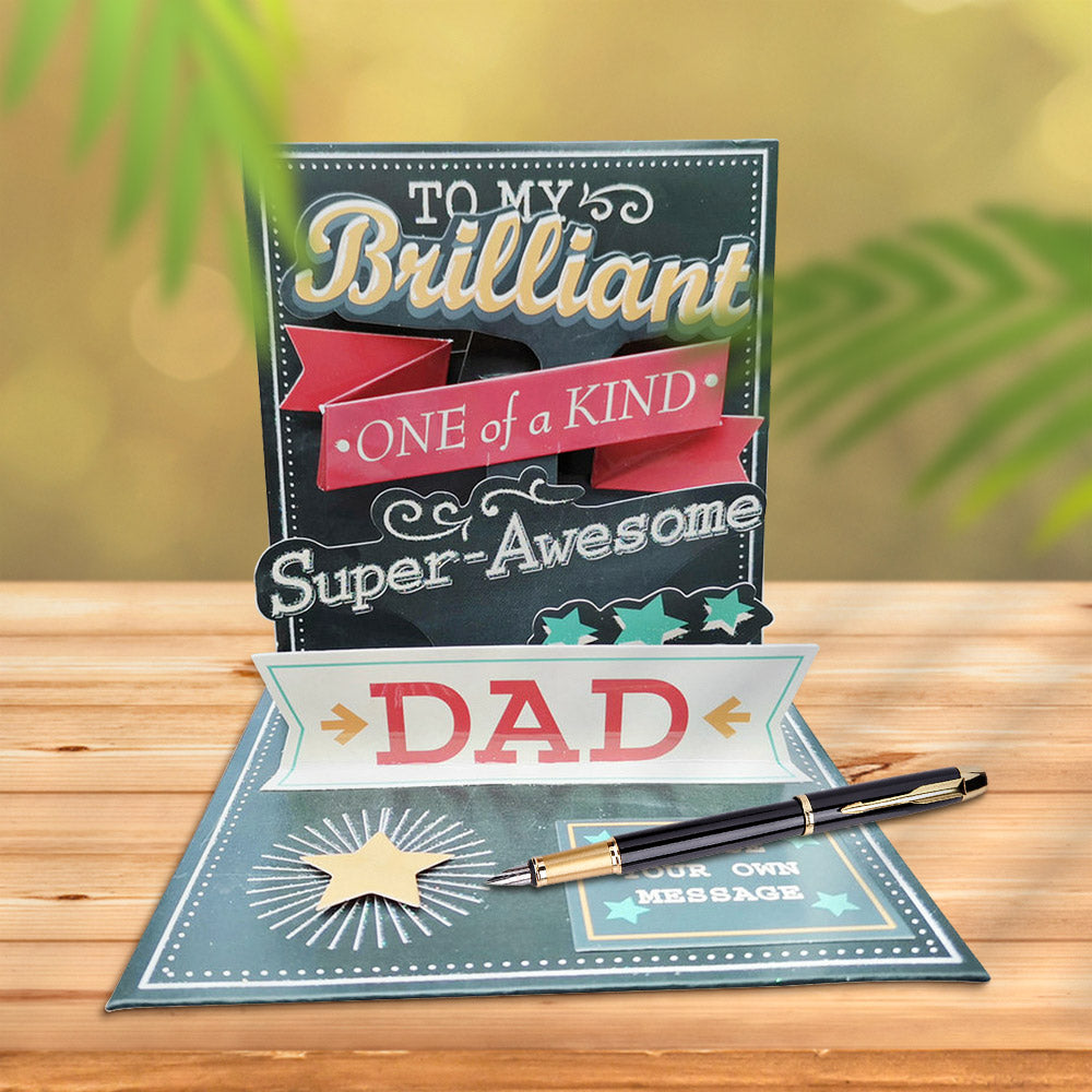 Father's Day Card Dark Green 3D Pop Up Greeting Card for Him