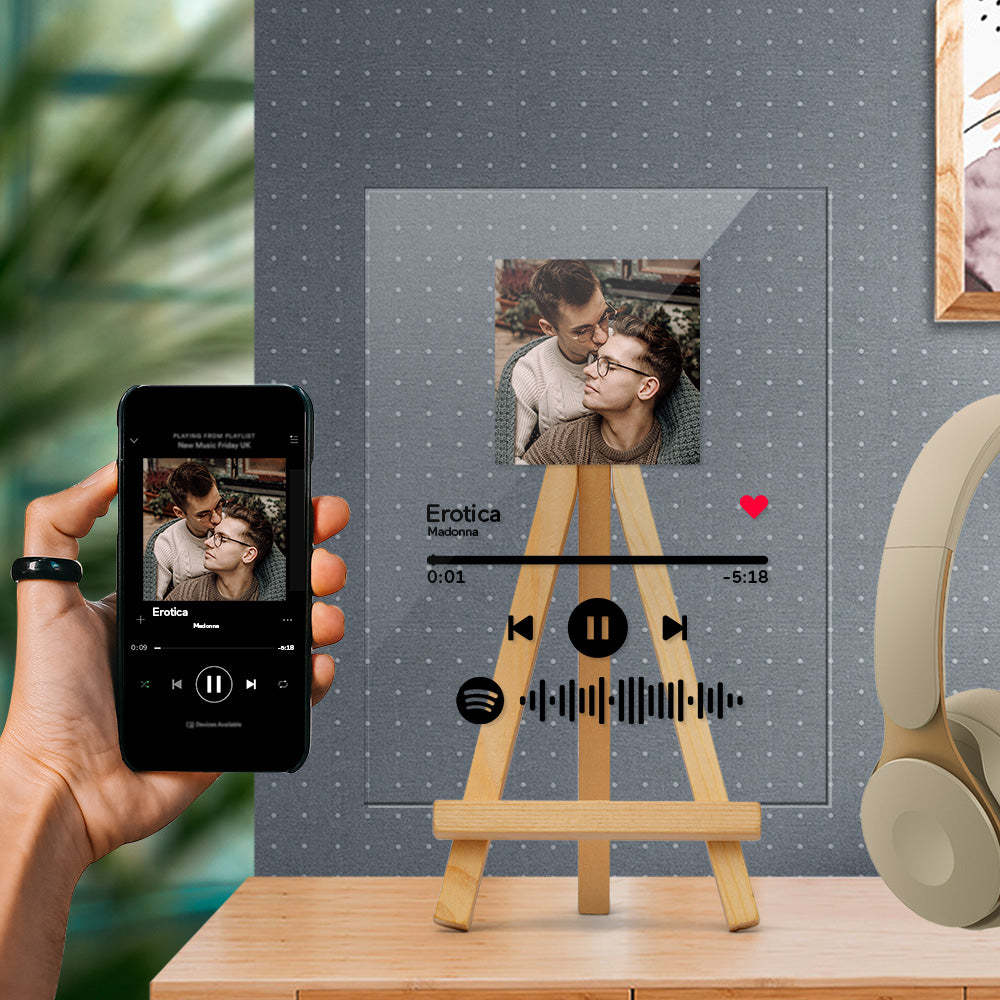 Gift For LGBT- Custom Scannable  Spotify Code Music Acrylic Glass Plaque/Keychain/Night Light	 Custom Rainbow Gifts