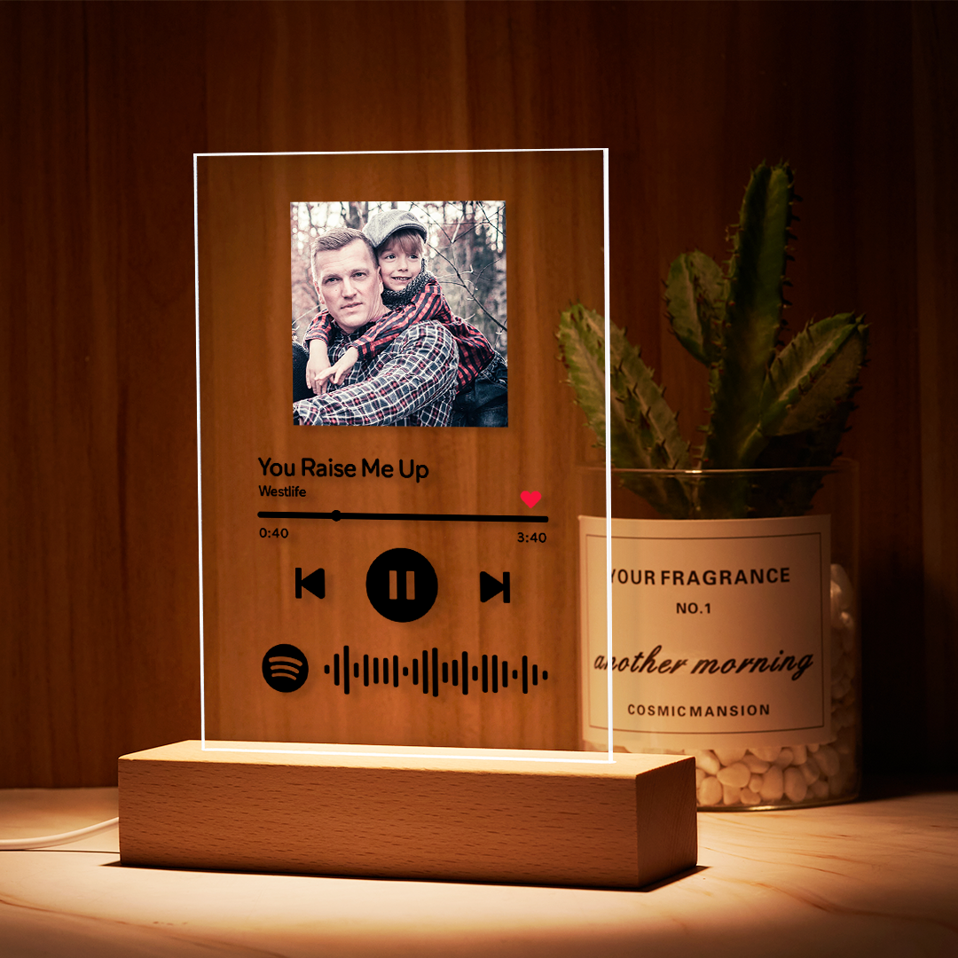 Gifts For Dad Custom Scannable Spotify Code Music Acrylic Glass Night Light
