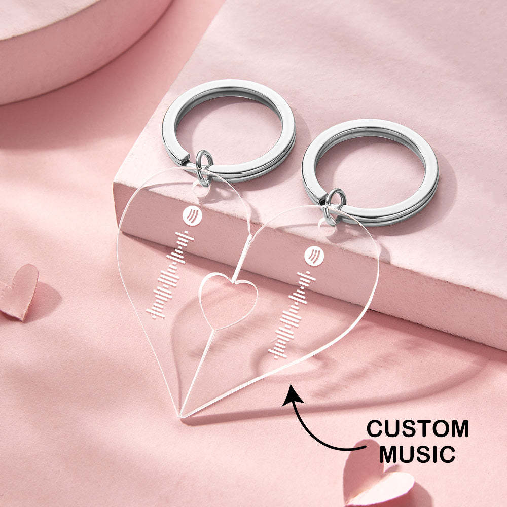 Custom Scannable Spotify Code Keychain Heart-Shaped Keychain Gift for Couple