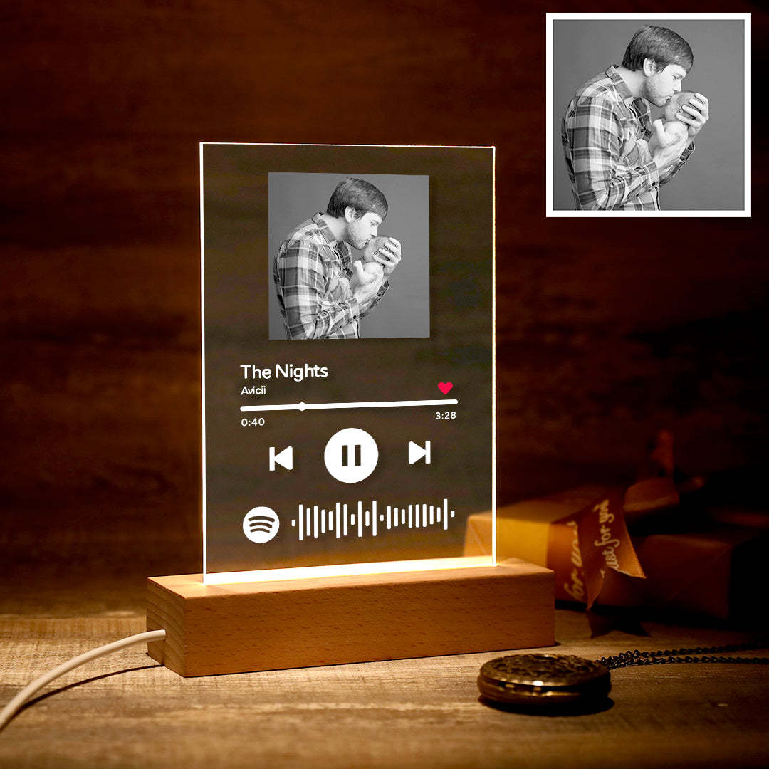 Custom Spotify Code Music Acrylic Glass Night Light Father's Day Gift