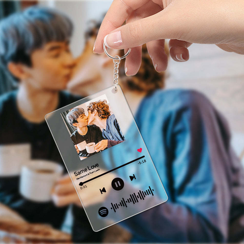 Custom Scannable Spotify Code Music Acrylic Glass Keychain Gift For LGBT	 Custom Rainbow Gifts