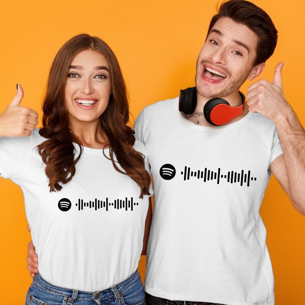 Custom Scannable Spotify Code T-shirt Engraved T-shirt Unique Gifts Unisex