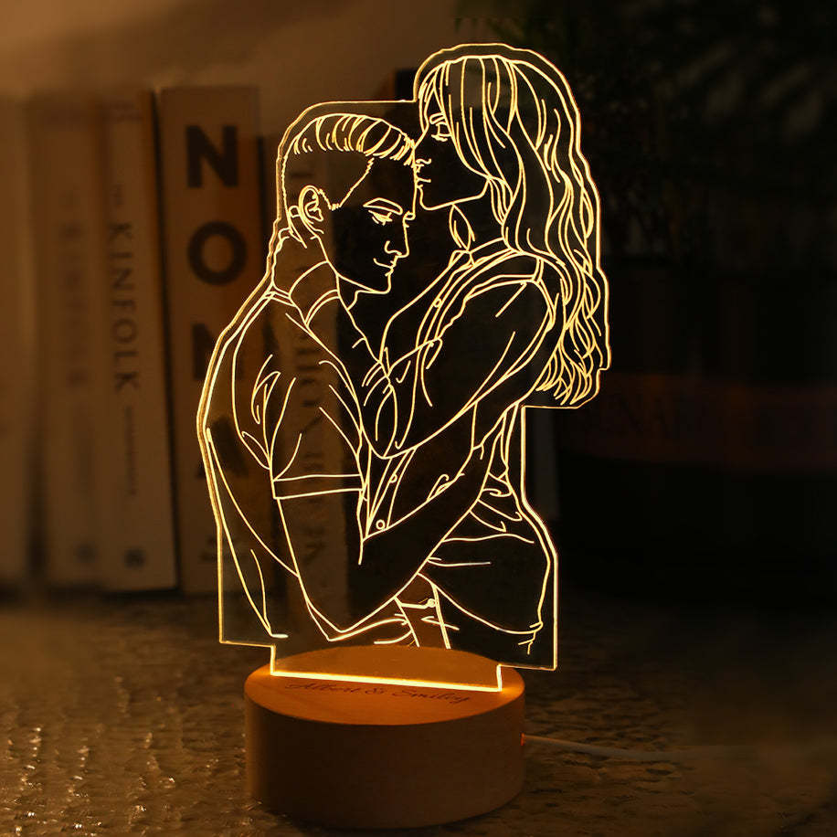 Gift For Her Custom 3D Photo Warm Lamp LED Night Light with Engraved