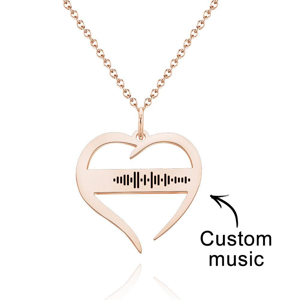 Scannable Song Code Necklace Hollowed Heart Shaped Necklace Gifts for Girlfriend