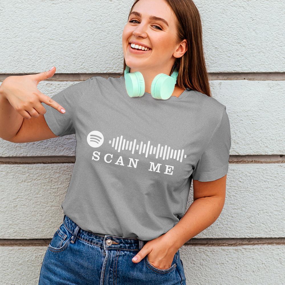 Custom Scannable Spotify Code T-shirt Engraved T-shirt Unique Gifts Unisex Scan Me