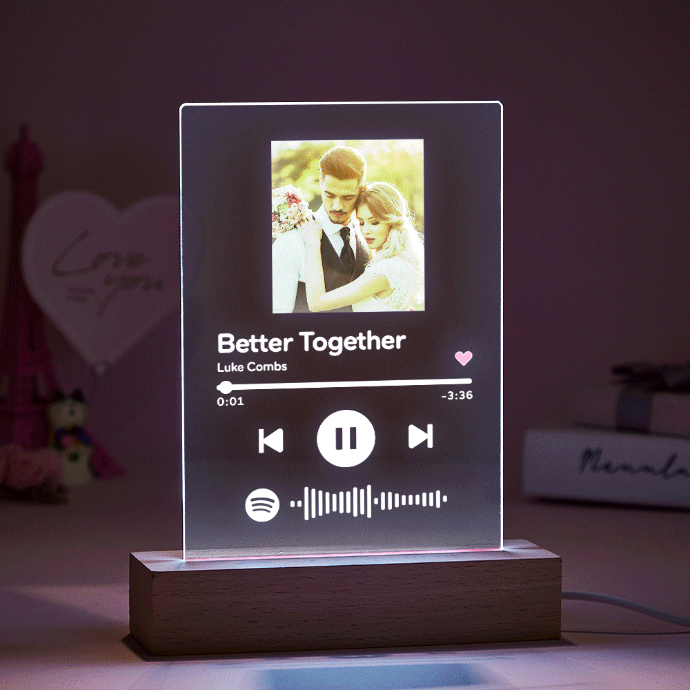 Custom Spotify Glass Night Light/Plaque/keychain Wedding Gifts