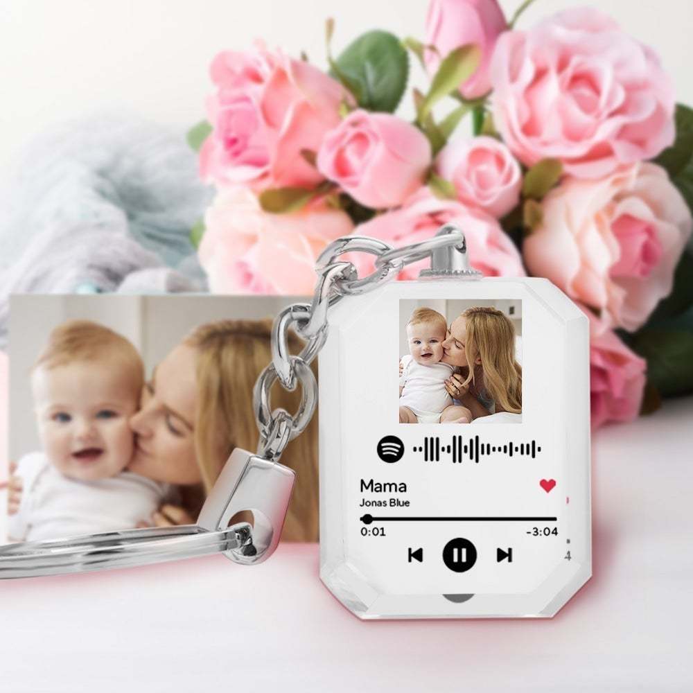 Custom Spotify Code Crystal Keychain Photo Keychain Gifts For Mother