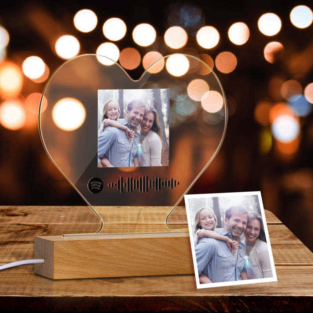 Custom Heart-Shaped Spotify Code Plaque Night Light For Family