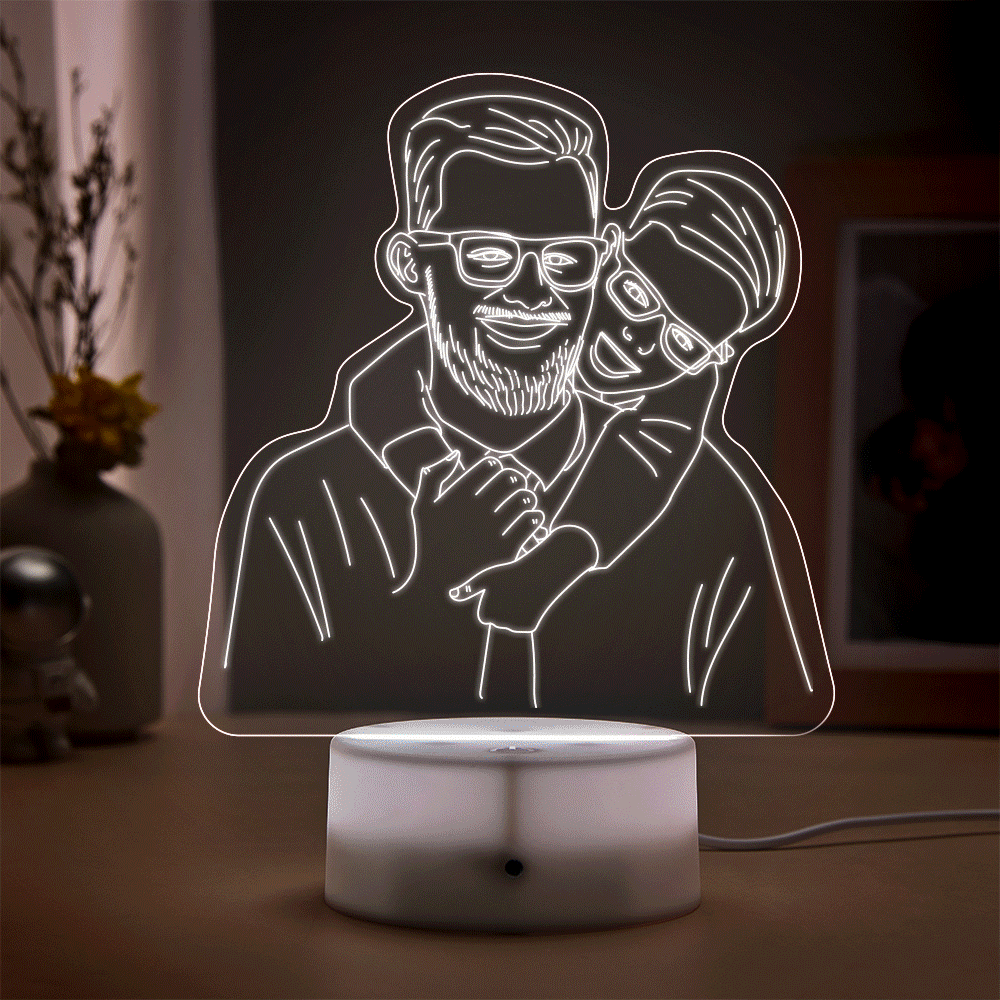 Custom Photo Lamp LED light Engraved Portrait Best Gifts For Dad