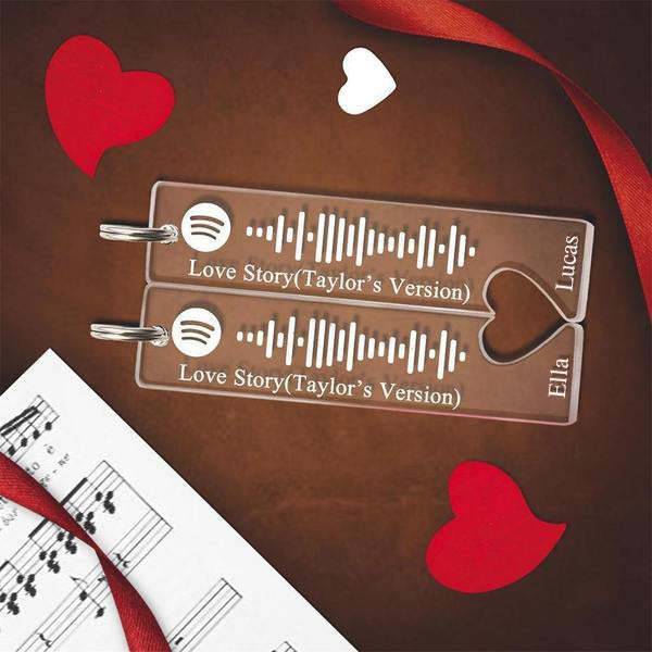 Scannable Spotify Code Keychain Engraved Custom Song Keychains Gifts for Valentine's Day