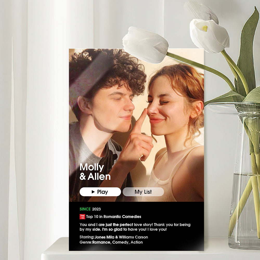 Custom Movie Poster  Personalized Photo Plaque Couples Gift for Her