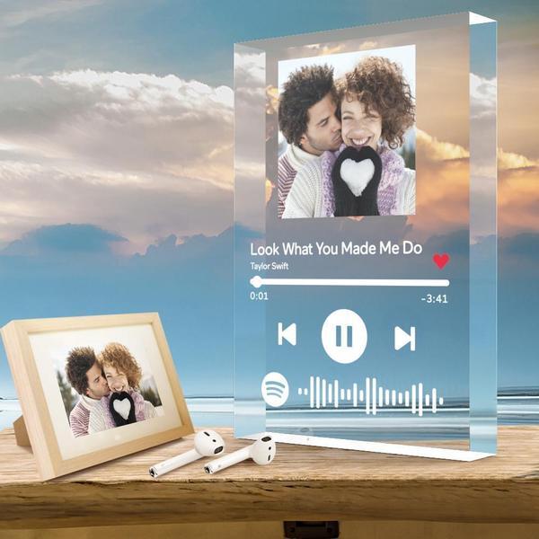 Personalized Clear Thick Acrylic Block Spotify Code Music Photo Frame Gift