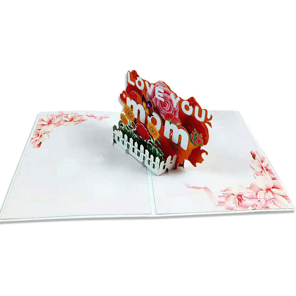 Mother's Day Card Fence Flower 3D Pop Up Greeting Card for Her