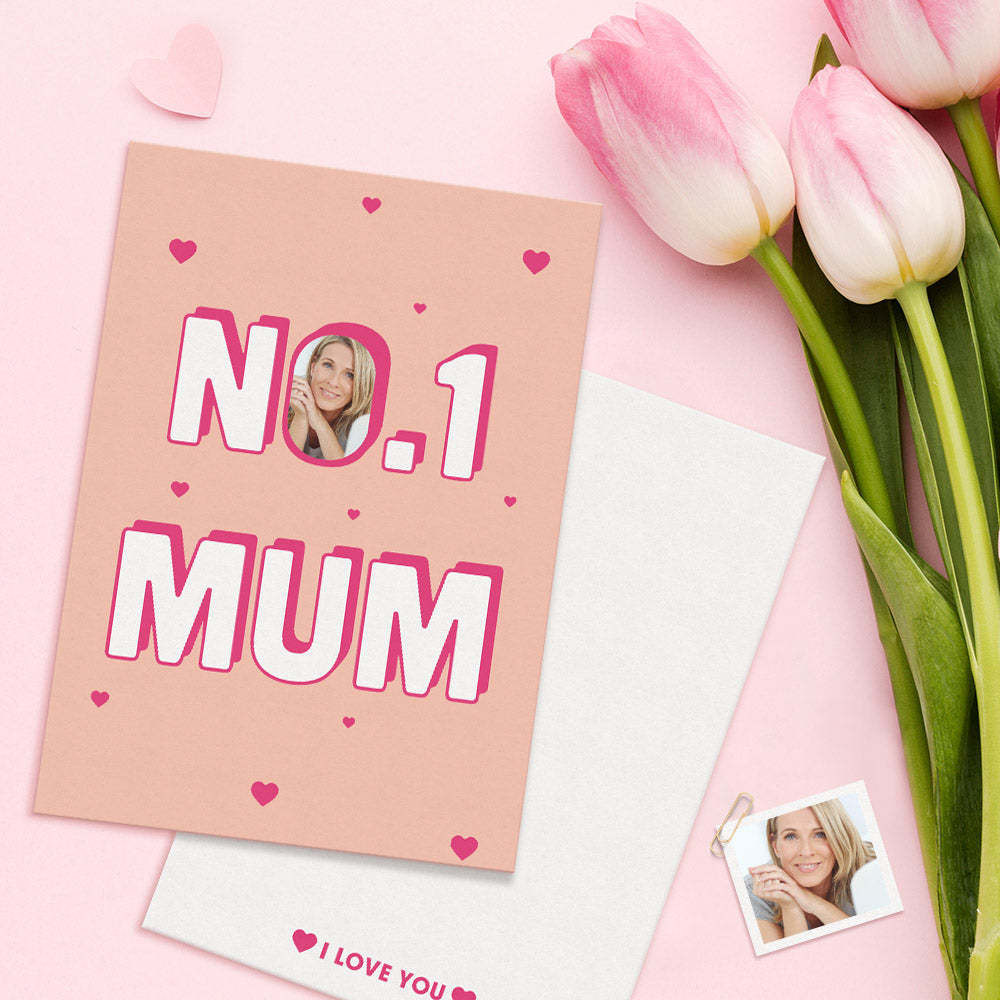 Custom Photo Mother's Day Cards Personalized Number One Mum Card Gifts For Mom