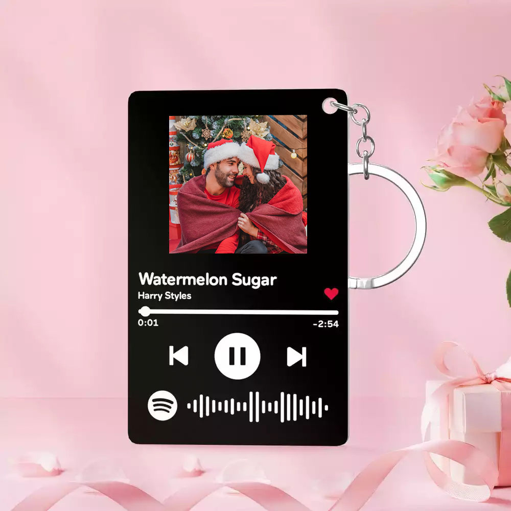 Christmas Gift Custom Scannable Spotify Code Keychain Black & White